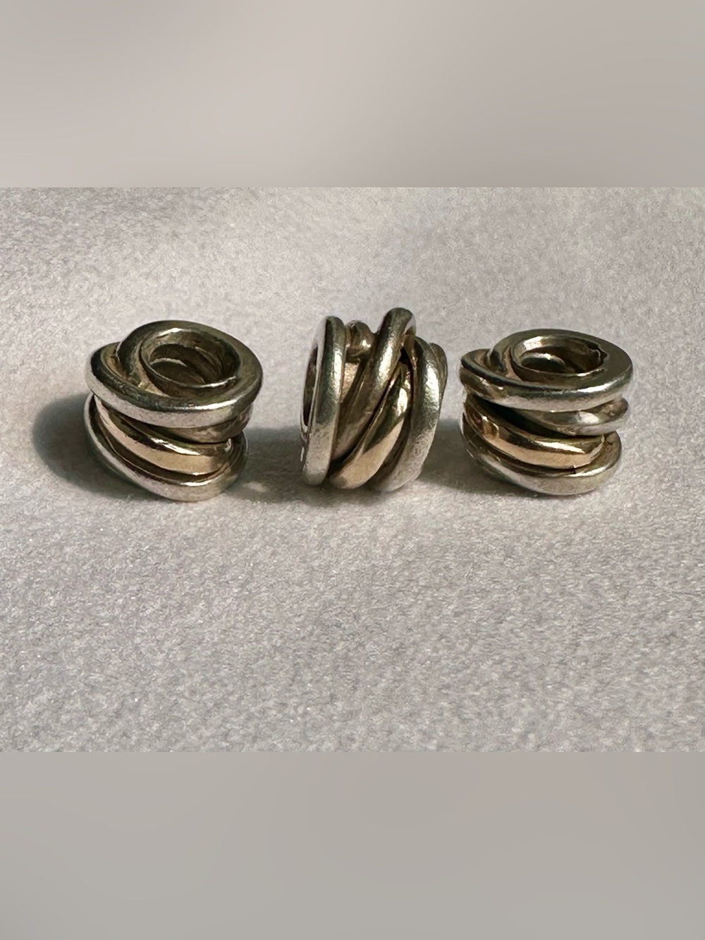 Trio of Retired Pandora Two-Tone Swirl Charms